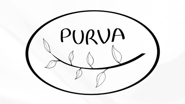 Logo featuring the word "PURVA" with a leafy vine design around it