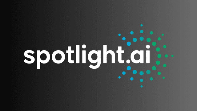 Logo of Spotlight.ai featuring text and a circular pattern of colored dots