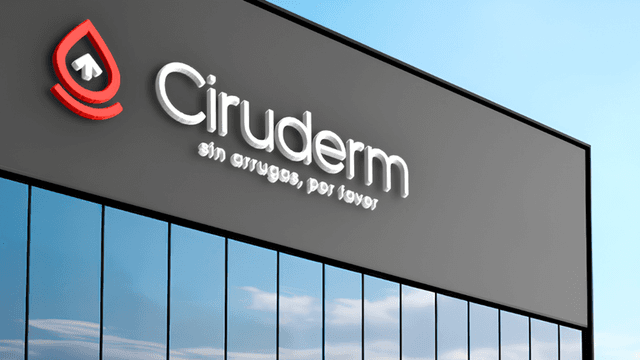 Exterior view of Ciruderm clinic with logo and messaging on a modern building