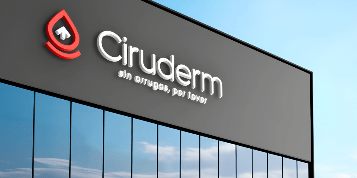 Exterior view of Ciruderm clinic with logo and messaging on a modern building