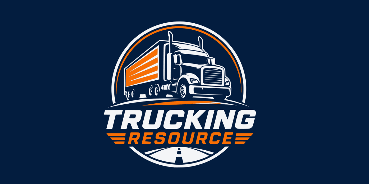 Logo featuring a truck and the words Trucking Resource on a dark blue background