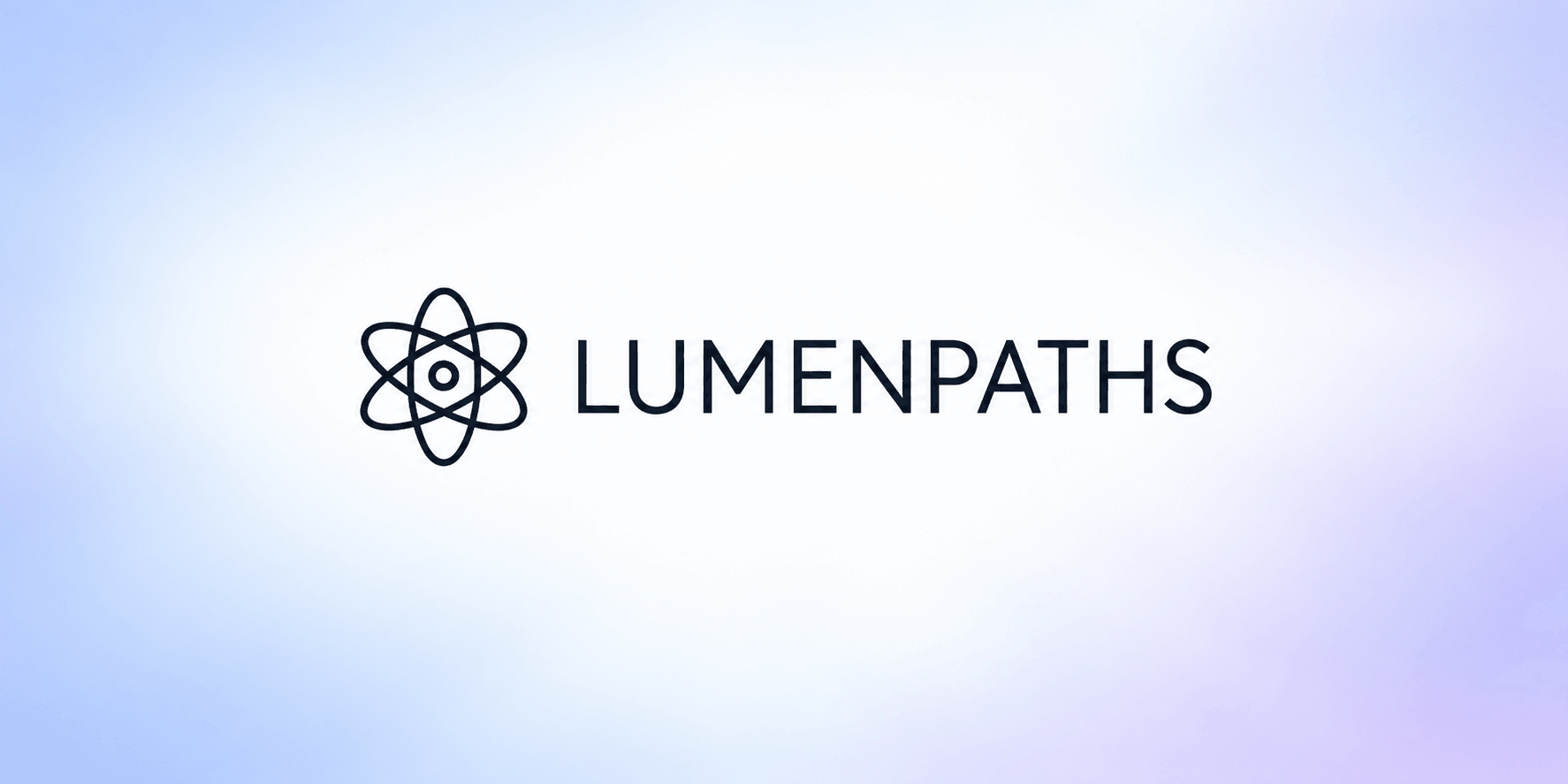 Logo for LumenPaths with an abstract atomic design and modern typography