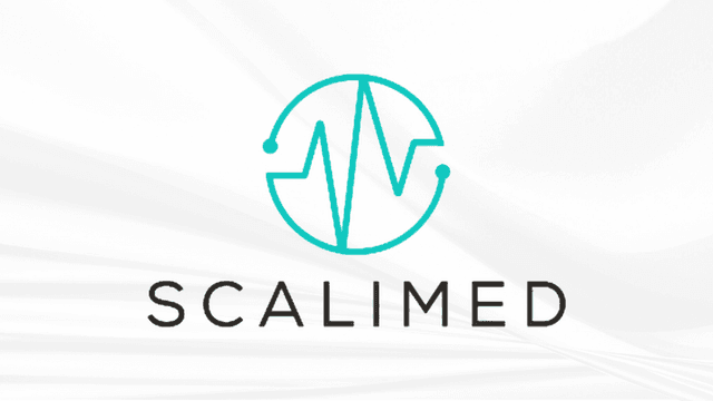 Logo of Scalimed featuring a stylized heartbeat and circular design.