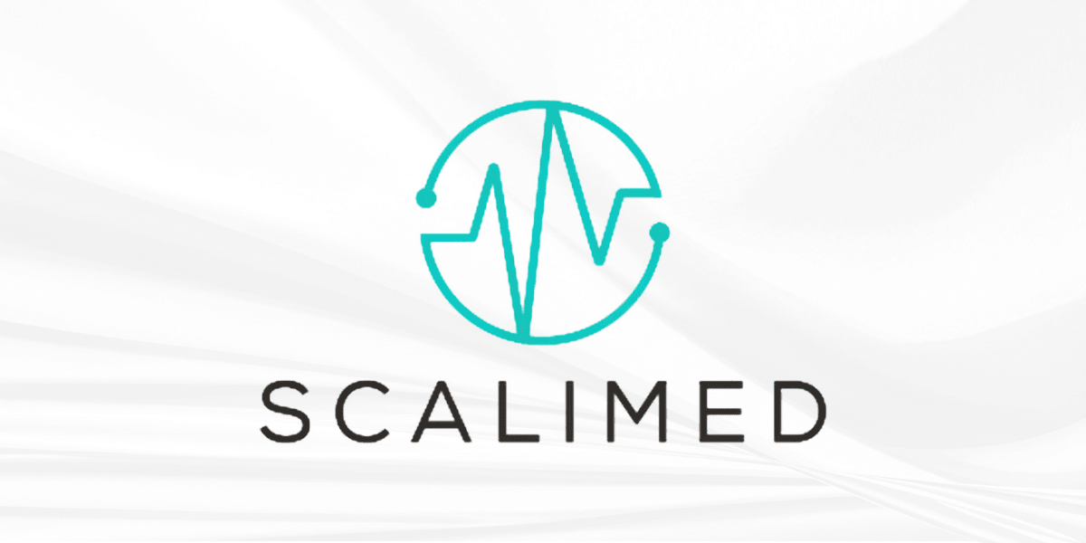 Logo of Scalimed featuring a stylized heartbeat and circular design.