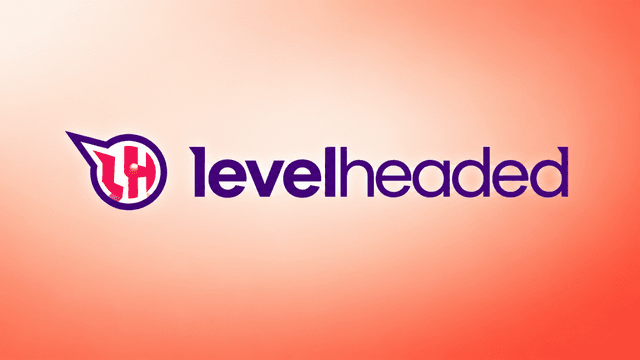 Logo of Levelheaded featuring a stylized "L" and bold text on a gradient background