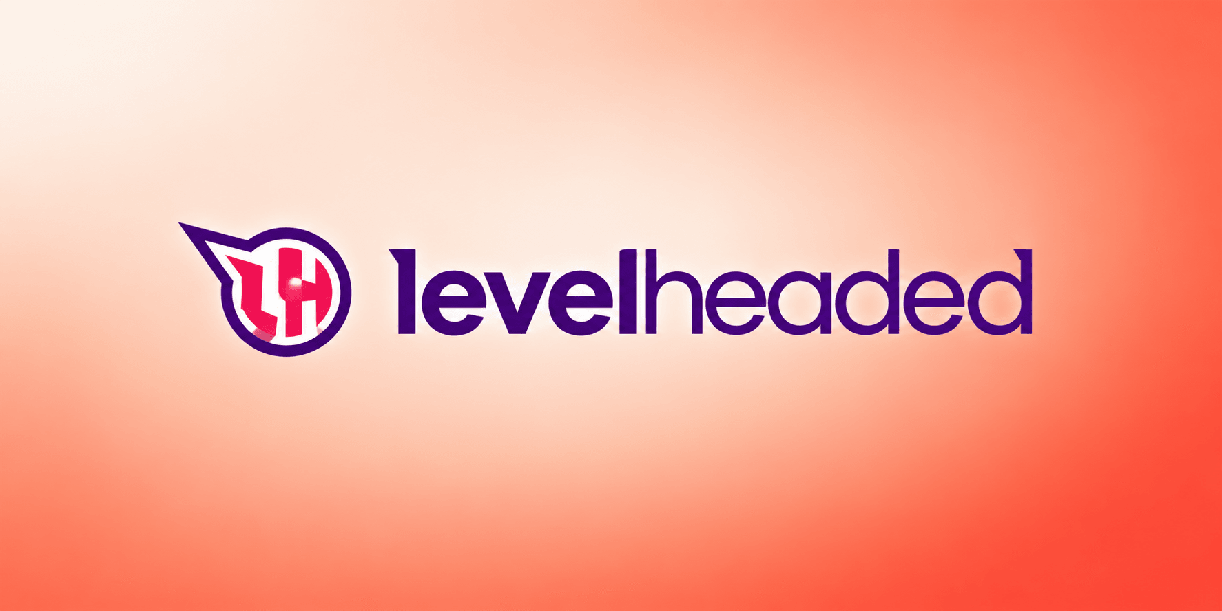Logo of Levelheaded featuring a stylized "L" and bold text on a gradient background