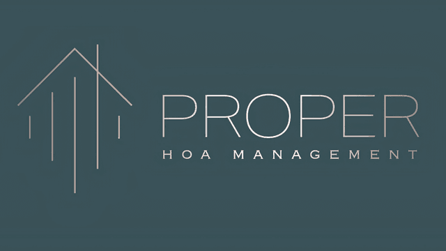 Logo for Proper HOA Management featuring minimalist house design and elegant typography