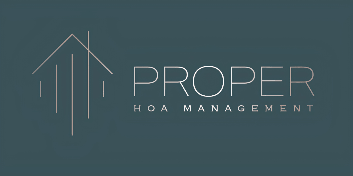 Logo for Proper HOA Management featuring minimalist house design and elegant typography
