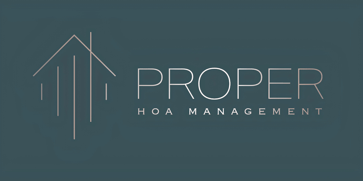 Logo for Proper HOA Management featuring minimalist house design and elegant typography