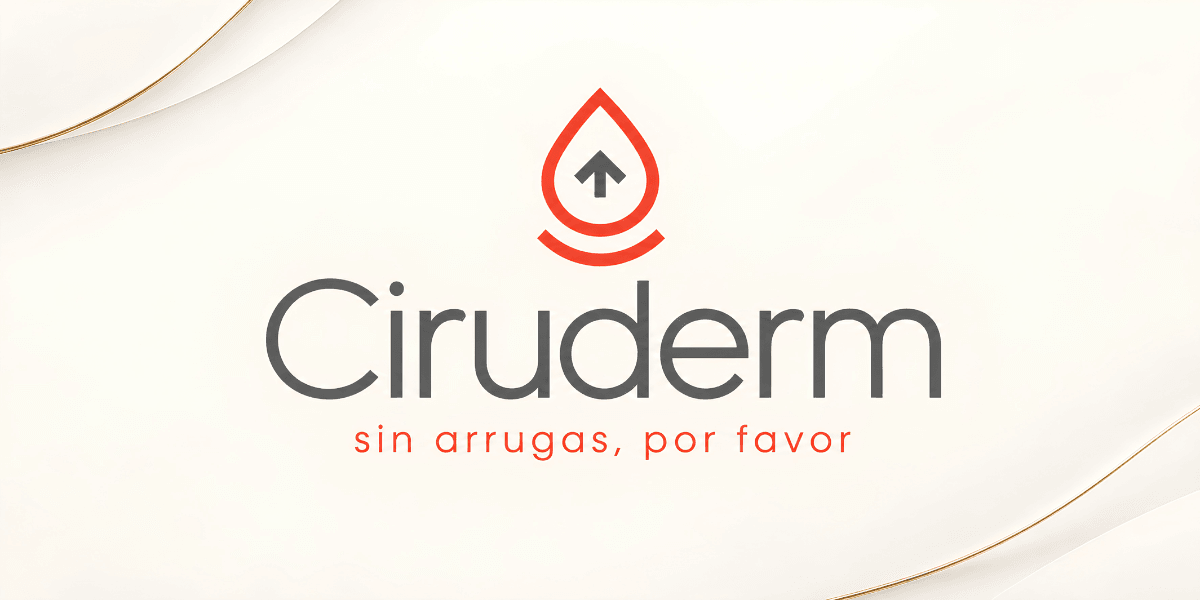 Logo for Ciruderm featuring a droplet and tagline about wrinkle reduction
