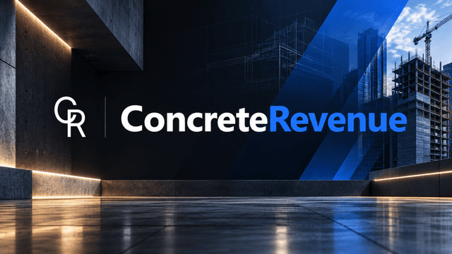 Modern office interior featuring the logo of Concrete Revenue on the wall