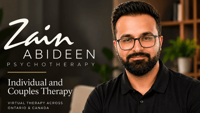 Portrait of a man with a beard promoting psychotherapy services for individuals and couples