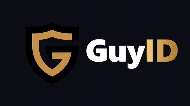 Logo featuring a shield and the text "GuyID" in gold and white colors
