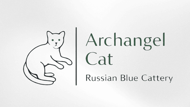 Logo featuring a stylized Russian Blue cat and the name Archangel Cat Cattery
