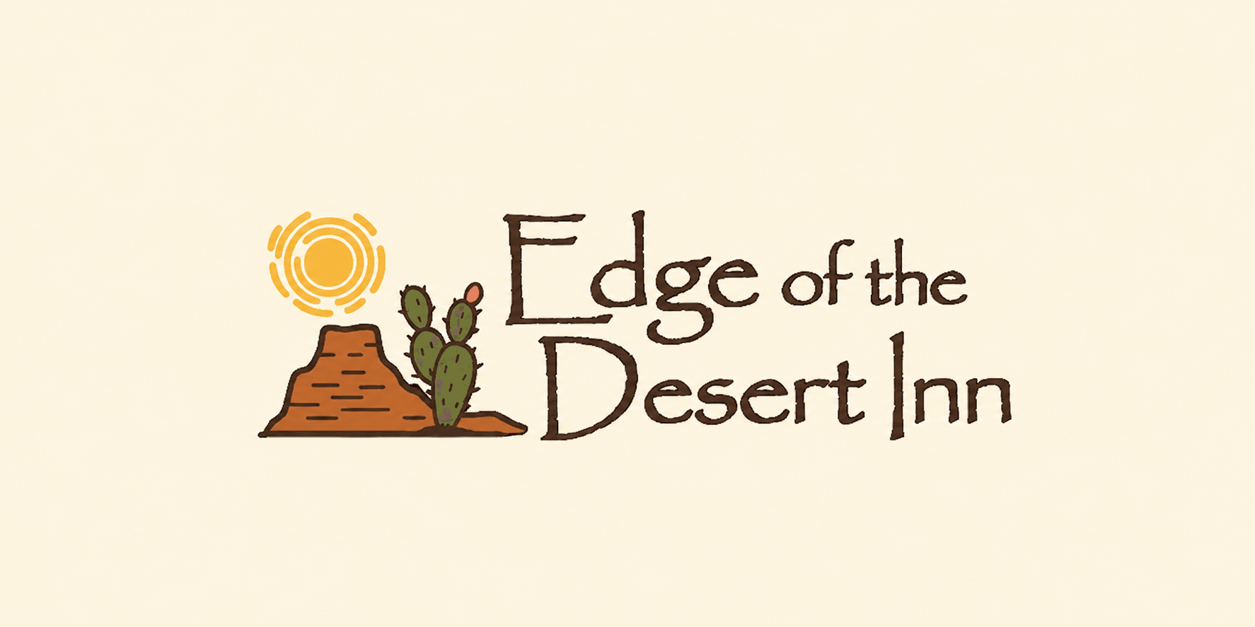 Logo for Edge of the Desert Inn featuring a desert landscape and sun