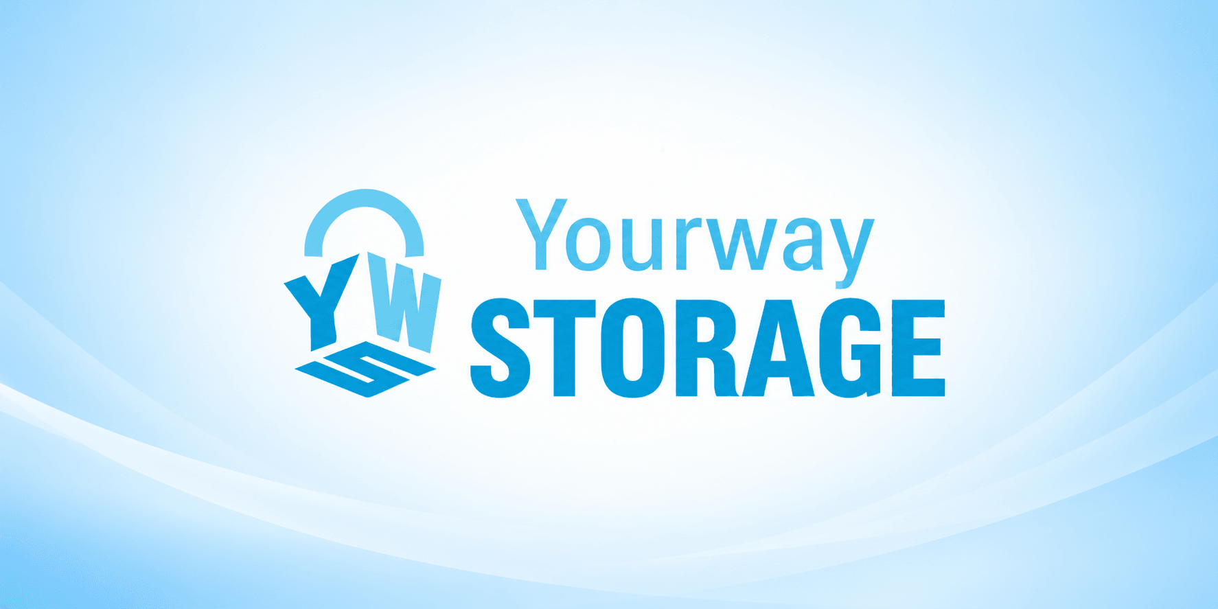 Logo for Yourway Storage featuring blue text and an abstract design