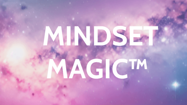 Colorful galaxy background with the text "MINDSET MAGIC™" prominently displayed in white.