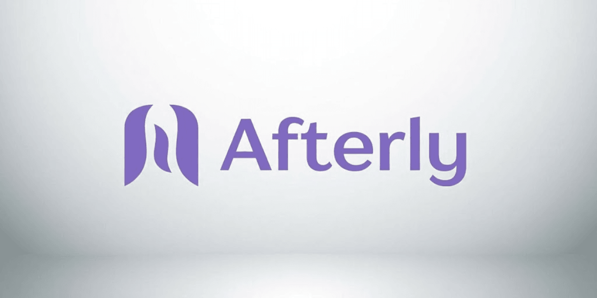 Logo of Afterly featuring stylized purple lettering on a light background