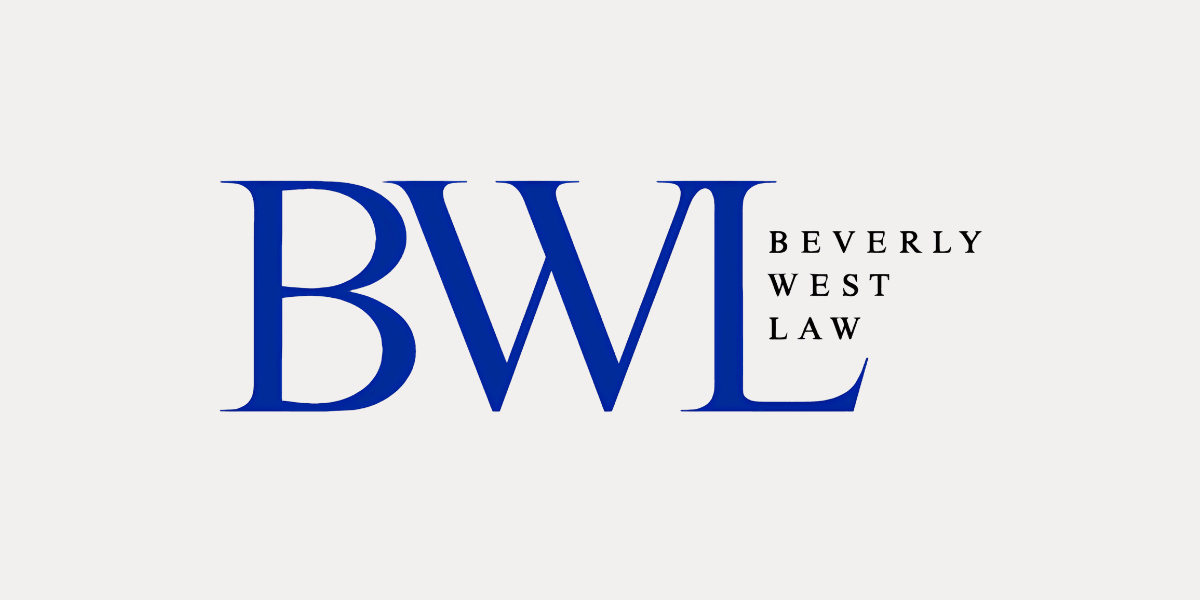 Logo for Beverly West Law featuring the initials BWL in blue and black text