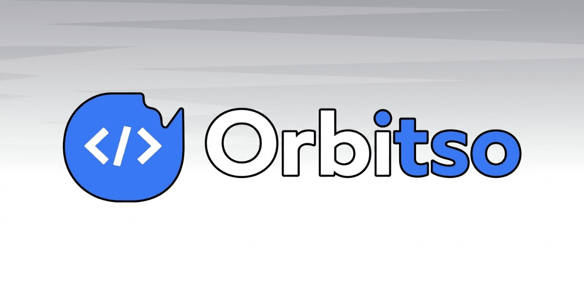 Logo of Orbitso featuring a stylized code symbol and blue color scheme