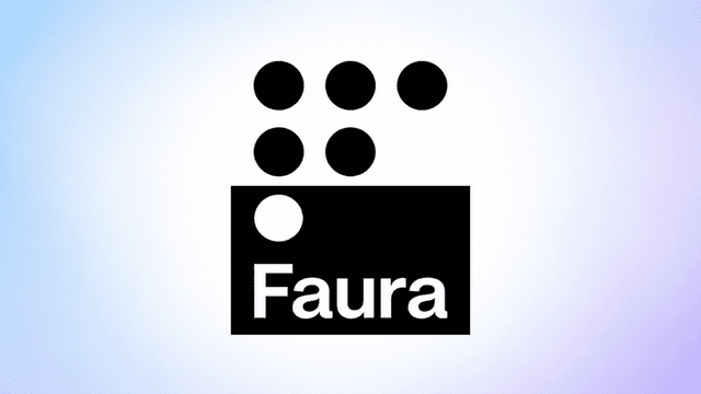 Logo design featuring the name "Faura" with a pattern of circles above it.