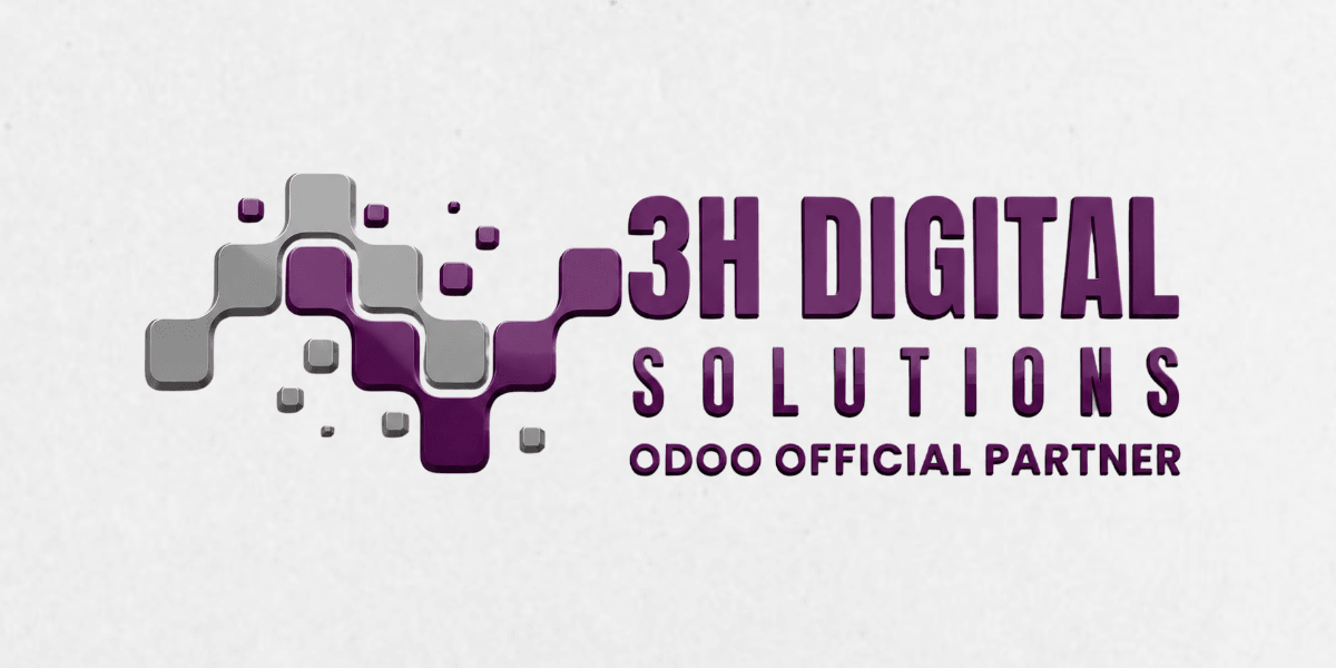 Logo for 3H Digital Solutions, featuring purple and gray geometric shapes and text