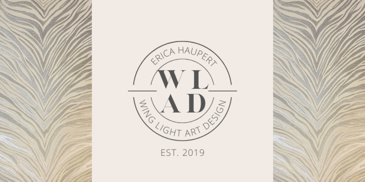 Logo design for Wing Light Art Design by Erica Haupert, established in 2019