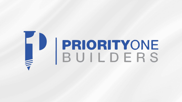 Logo of PriorityOne Builders featuring a stylized letter P and a screw design
