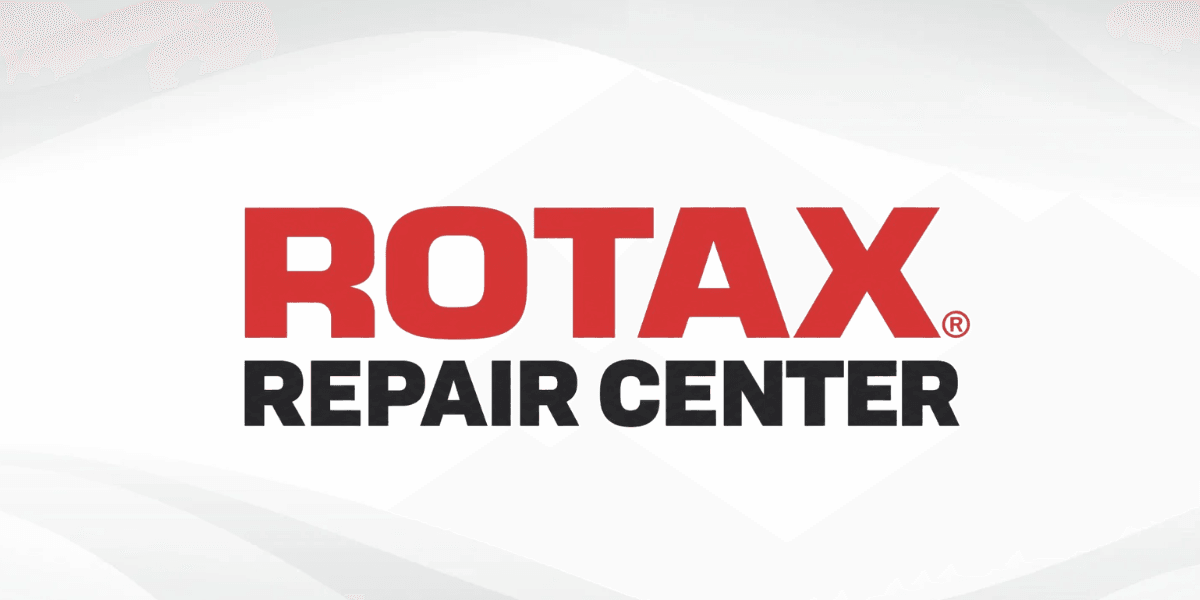 Logo of Rotax Repair Center in bold red and black text on a light background