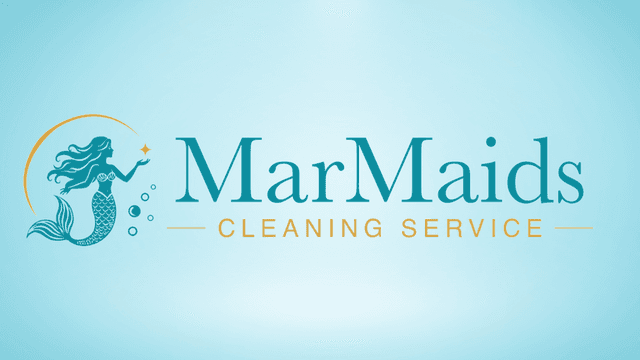 Logo for MarMaids Cleaning Service featuring a mermaid and turquoise color scheme