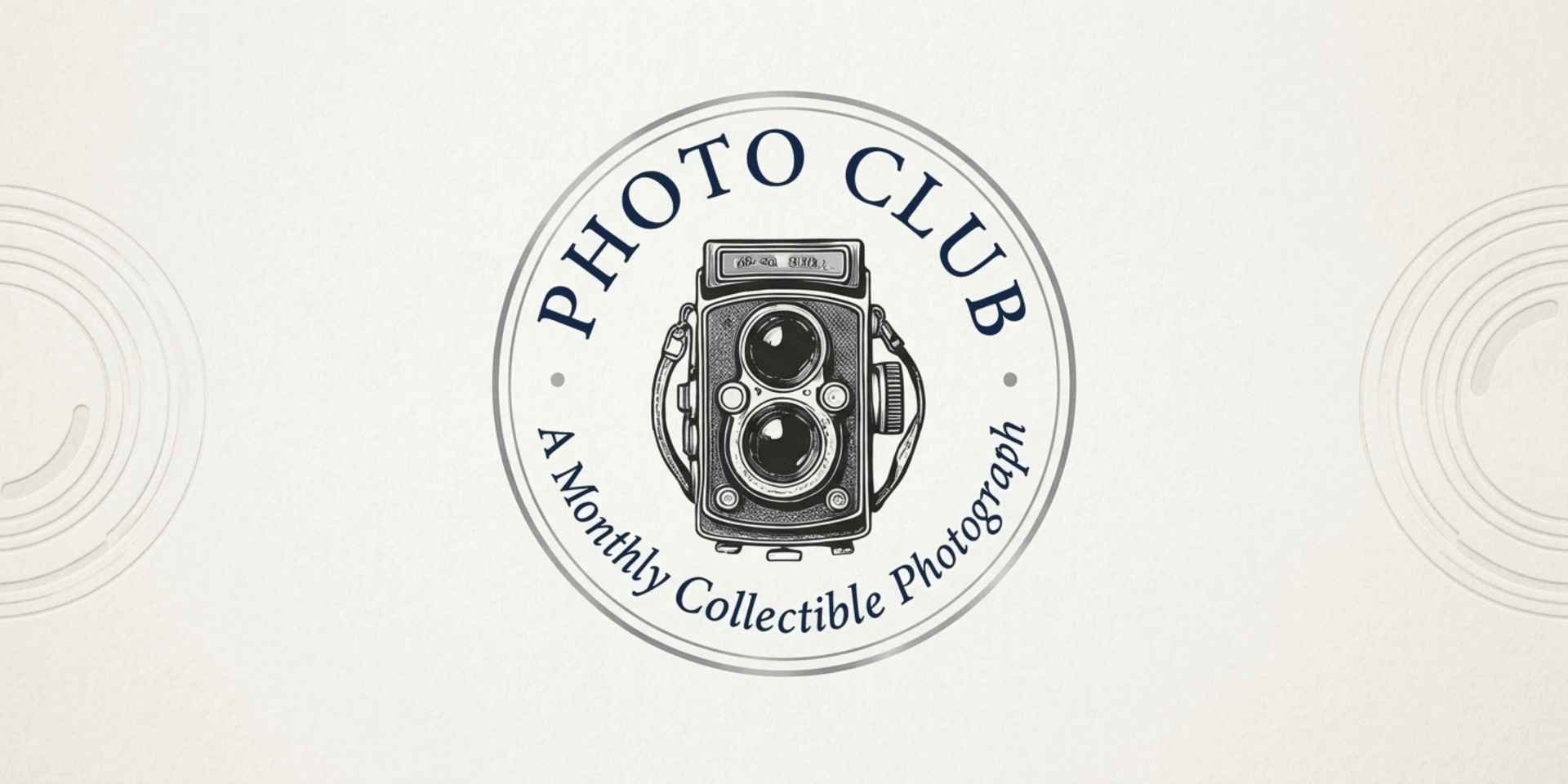 Logo for a photo club featuring a vintage camera design and elegant typography