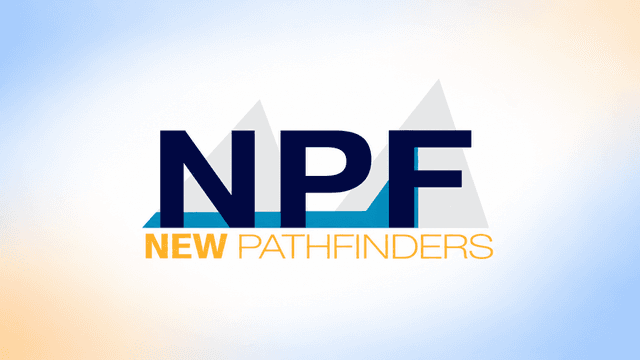 Logo for New Pathfinders featuring the letters NPF in a stylized design