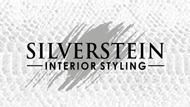 Logo for Silverstein Interior Styling with a textured background resembling snake skin