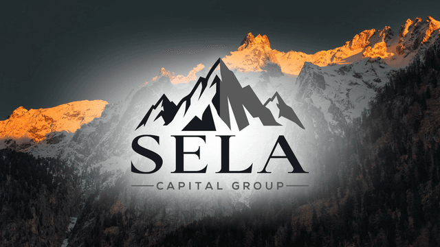 Mountain landscape with a logo for Sela Capital Group in the foreground