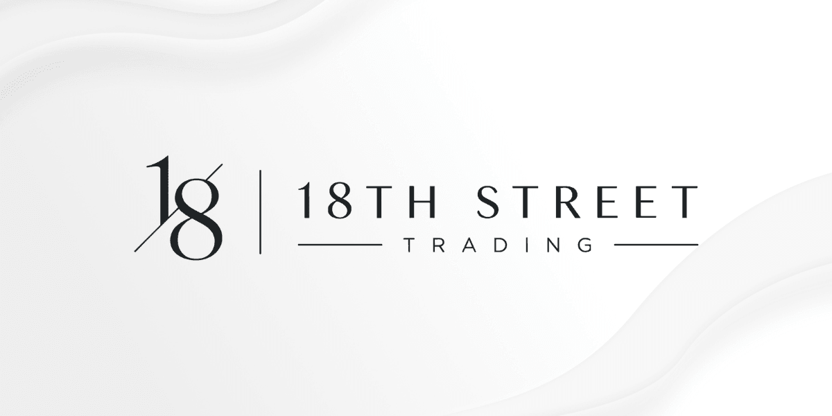 Logo for 18th Street Trading featuring elegant typography on a white background