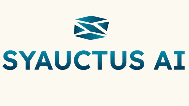Logo of Syauctus AI featuring a stylized geometric design and bold text