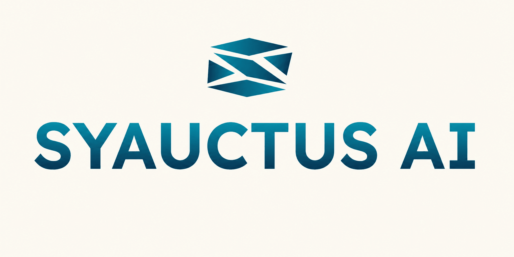 Logo of Syauctus AI featuring a stylized geometric design and bold text