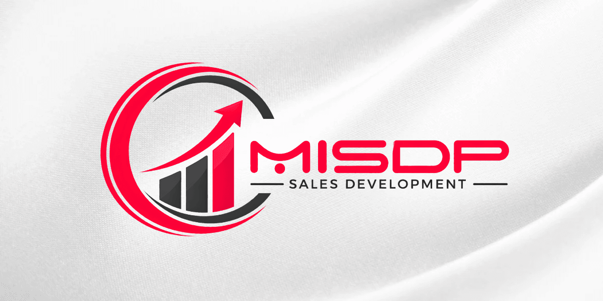 Logo of MISDP Sales Development featuring an upward arrow and bar graph design