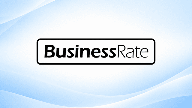 Logo of BusinessRate on a blue gradient background