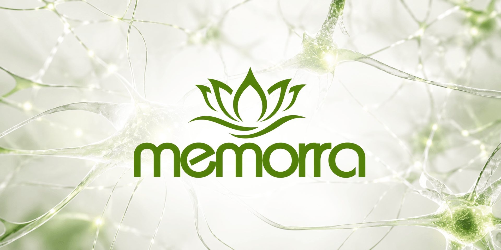 Logo of Memorra with a lotus and neural network background