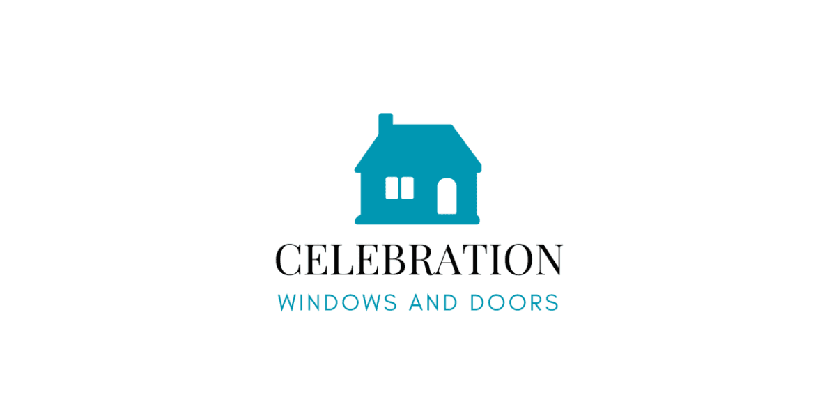 "Logo of Celebration Windows and Doors, featuring a house icon and the company name, symbolizing home improvement and quality service."