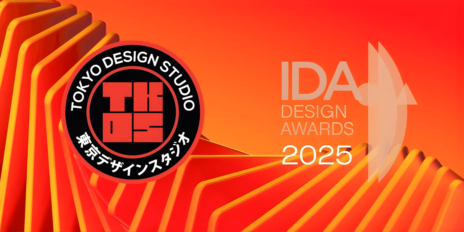 Tokyo Design Studio logo alongside the IDA Design Awards 2025 logo, reflecting a multimedia brand identity achievement.