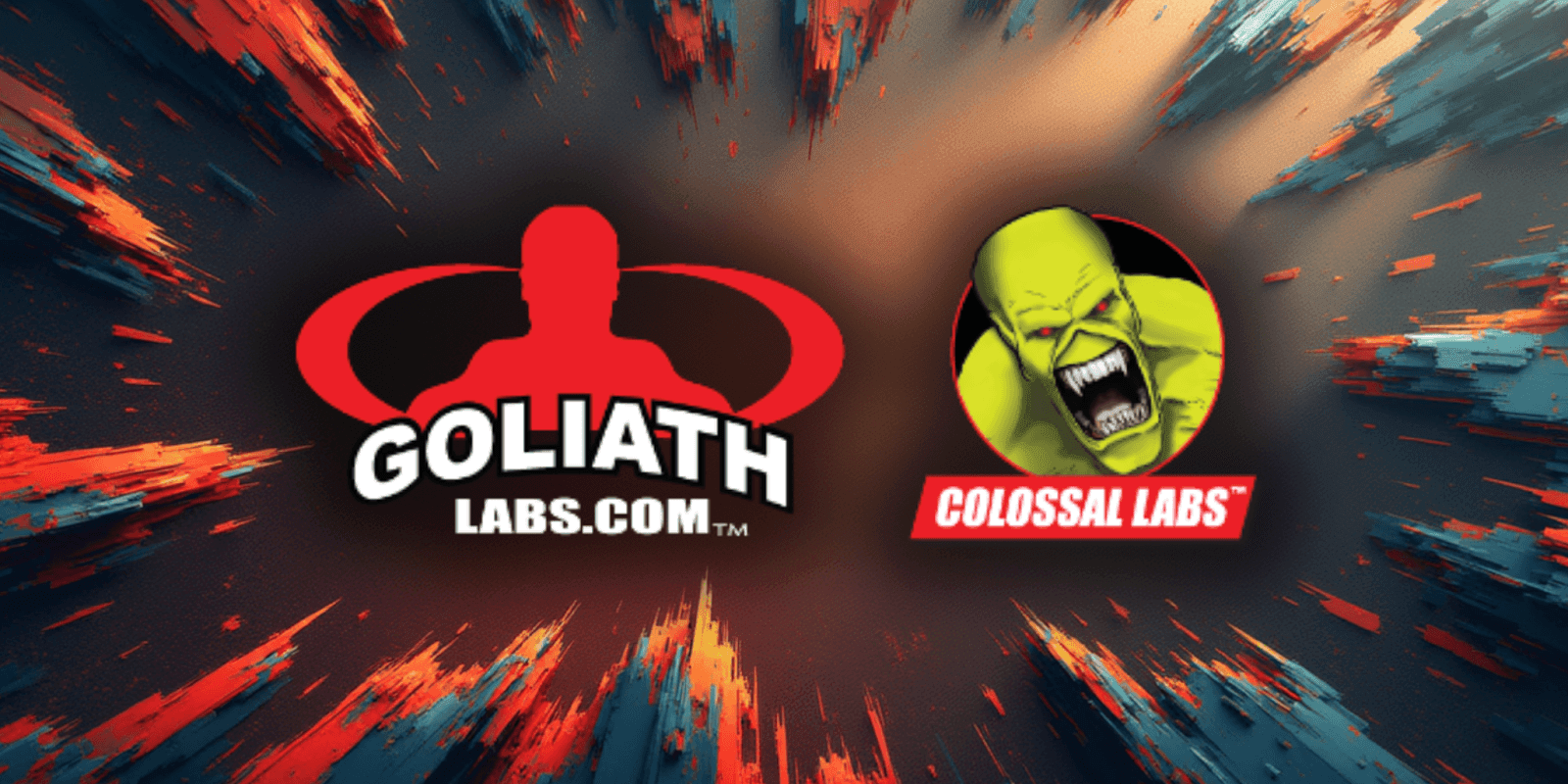 Goliath Labs and Colossal Labs, two performance nutrition brands collaborating to create cutting-edge supplements.