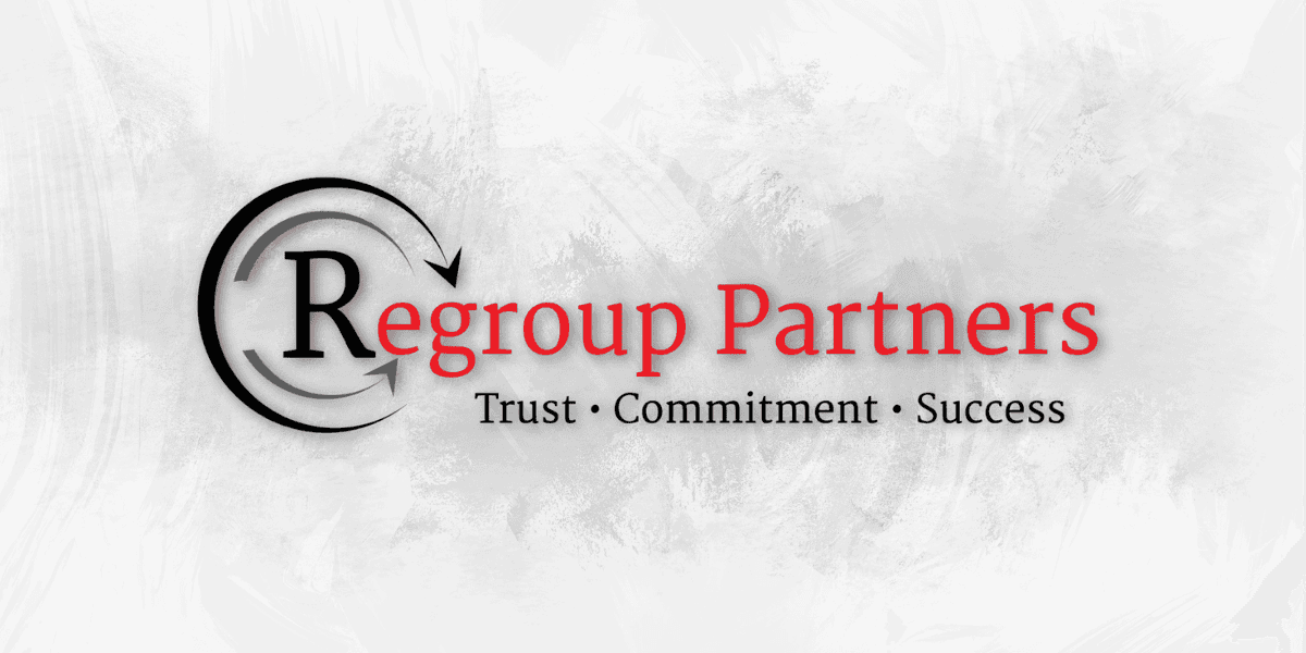 Regroup Partners logo emphasizing trust, commitment, and success, representing a professional firm focused on business restructuring and growth.
