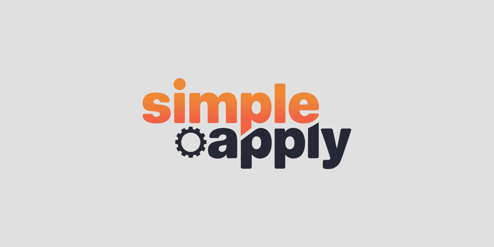 "SimpleApply logo with gear icon replacing letter 'o' in apply."