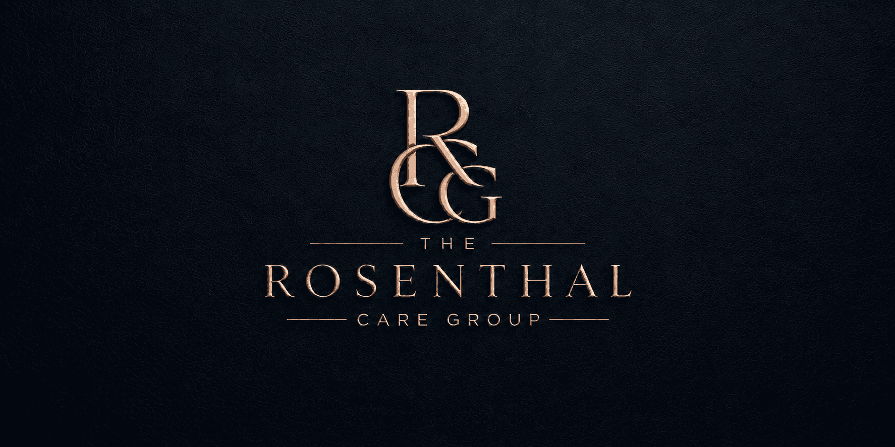 The Rosenthal Care Group bronze logo displayed on a dark textured background.