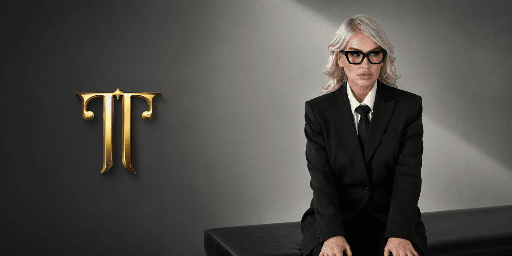 A forensic handwriting expert in black suit beside gold “TT” logo.