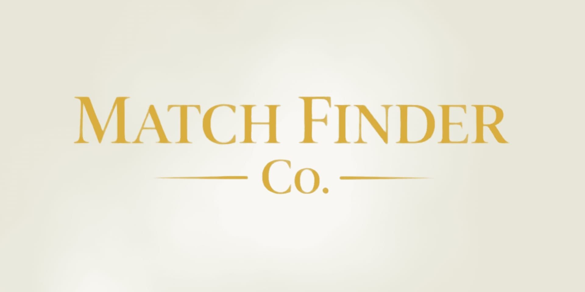 Match Finder Co. logo in gold lettering on a light background.