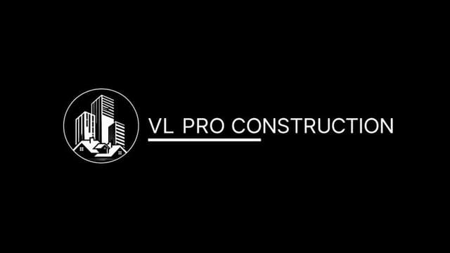 VL Pro Construction logo featuring white building graphics and company name on a black background.