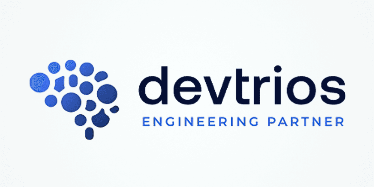 Devtrios logo featuring blue and dark blue circles forming a brain, with the text "Engineering Partner" below.